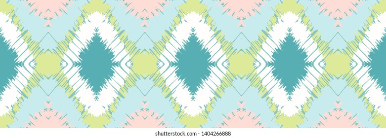 Ikat geometric folklore ornament with diamonds. Tribal ethnic vector texture. Seamless striped pattern in Aztec style. Folk embroidery. Indian, Scandinavian, Gypsy, Mexican, African rug.