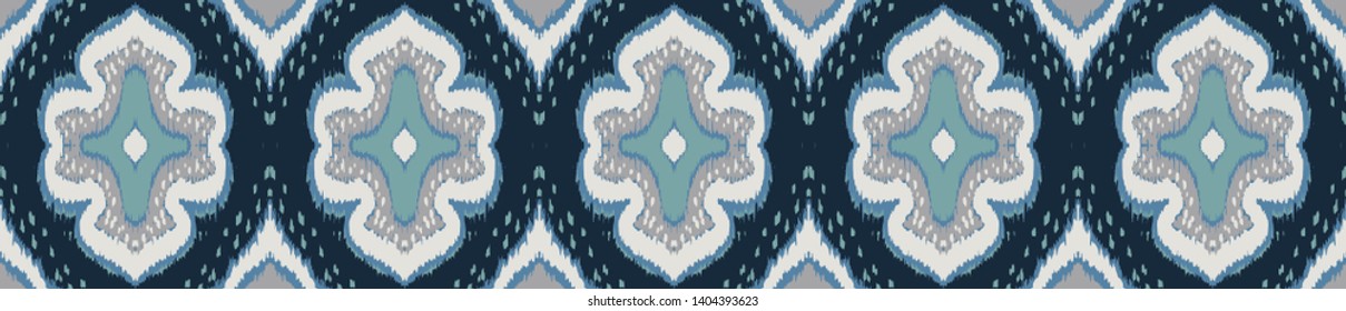 Ikat geometric folklore ornament with diamonds. Damask rug. Tribal ethnic vector texture. Persian geo print. Seamless pattern in Aztec style. Folk embroidery. Gypsy, Mexican, African print. 