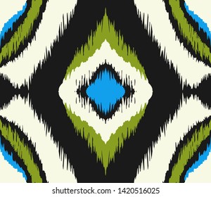 Ikat geometric folklore ornament with diamonds. Tribal ethnic vector texture.
