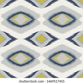 Ikat geometric folklore ornament with diamonds. Tribal ethnic vector texture.
