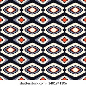 Ikat geometric folklore ornament with diamonds. Tribal ethnic vector texture.
