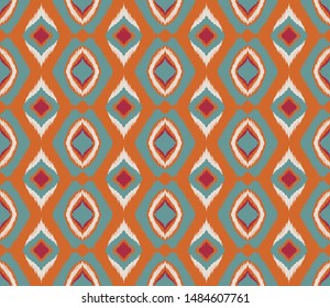 Ikat geometric folklore ornament with diamonds. Tribal ethnic vector texture.
