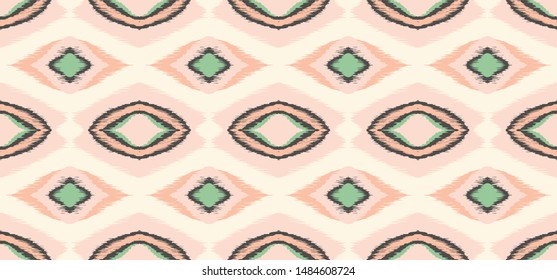 Ikat geometric folklore ornament with diamonds. Tribal ethnic vector texture.