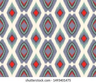 Ikat geometric folklore ornament with diamonds. Tribal ethnic vector texture.