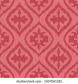Ikat geometric folklore ornament with diamonds. Damask rug. Tribal ethnic vector texture. Persian geo print. Seamless pattern in Aztec style. Folk embroidery. Gypsy, Mexican, African print. 