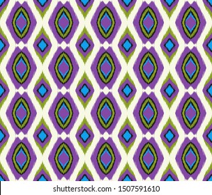 Ikat geometric folklore ornament with diamonds. Tribal ethnic vector texture.