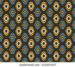 Ikat geometric folklore ornament with diamonds. Tribal ethnic vector texture. Seamless striped pattern in Aztec style. Folk embroidery. Indian, Scandinavian, Gypsy, Mexican, African rug. 