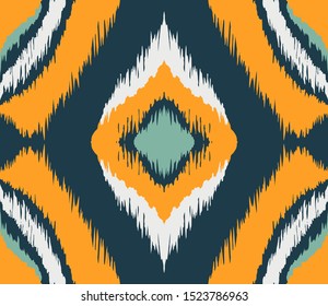 Ikat geometric folklore ornament with diamonds. Tribal ethnic vector texture.