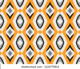 Ikat geometric folklore ornament with diamonds. Tribal ethnic vector texture.