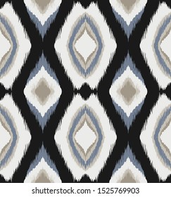 Ikat geometric folklore ornament with diamonds. Tribal ethnic vector texture.