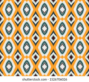 Ikat geometric folklore ornament with diamonds. Tribal ethnic vector texture.