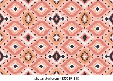 Ikat geometric folklore ornament with diamonds. Tribal ethnic vector texture. Seamless striped pattern in Aztec style. Folk embroidery. Indian, Scandinavian, Gypsy, Mexican, African rug. 