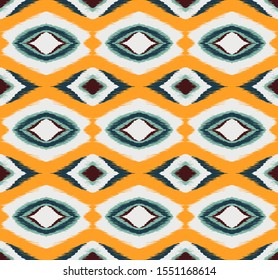 Ikat geometric folklore ornament with diamonds. Tribal ethnic vector texture.