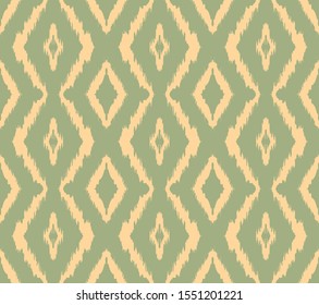 Ikat geometric folklore ornament with diamonds. Tribal ethnic vector texture. Seamless striped pattern in Aztec style. Folk embroidery. Indian, Scandinavian, Gypsy, Mexican, African rug.