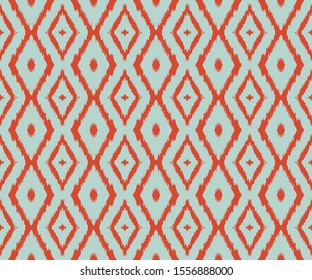 Ikat geometric folklore ornament with diamonds. Tribal ethnic vector texture. Seamless striped pattern in Aztec style. Folk embroidery. Indian, Scandinavian, Gypsy, Mexican, African rug.