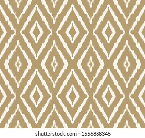 Ikat geometric folklore ornament with diamonds. Tribal ethnic vector texture. Seamless striped pattern in Aztec style. Folk embroidery. Indian, Scandinavian, Gypsy, Mexican, African rug.