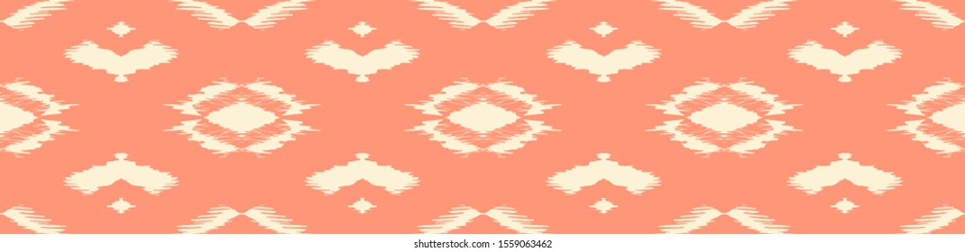 Ikat geometric folklore ornament with diamonds. Tribal ethnic vector texture. Seamless striped pattern in Aztec style. Folk embroidery. Indian, Scandinavian, Gypsy, Mexican, African rug.