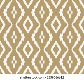 Ikat geometric folklore ornament with diamonds. Tribal ethnic vector texture. Seamless striped pattern in Aztec style. Folk embroidery. Indian, Scandinavian, Gypsy, Mexican, African rug.