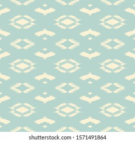 Ikat geometric folklore ornament with diamonds. Tribal ethnic vector texture. Seamless striped pattern in Aztec style. Folk embroidery. Indian, Scandinavian, Gypsy, Mexican, African rug.