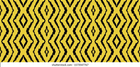 Ikat geometric folklore ornament with diamonds. Tribal ethnic vector texture. Seamless striped pattern in Aztec style. Folk embroidery. Indian, Scandinavian, Gypsy, Mexican, African rug.