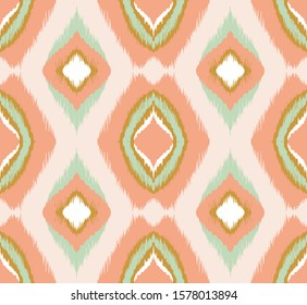 Ikat geometric folklore ornament with diamonds. Tribal ethnic vector texture.