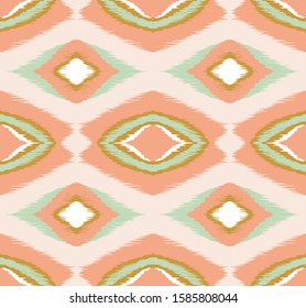 Ikat geometric folklore ornament with diamonds. Tribal ethnic vector texture.
