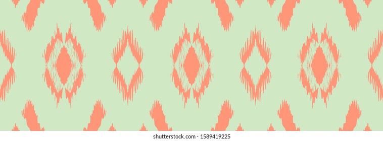 Ikat geometric folklore ornament with diamonds. Tribal ethnic vector texture. Seamless striped pattern in Aztec style. Folk embroidery. Indian, Scandinavian, Gypsy, Mexican, African rug.