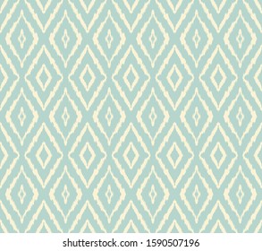 Ikat geometric folklore ornament with diamonds. Tribal ethnic vector texture. Seamless striped pattern in Aztec style. Folk embroidery. Indian, Scandinavian, Gypsy, Mexican, African rug.