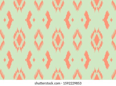 Ikat geometric folklore ornament with diamonds. Tribal ethnic vector texture. Seamless striped pattern in Aztec style. Folk embroidery. Indian, Scandinavian, Gypsy, Mexican, African rug.