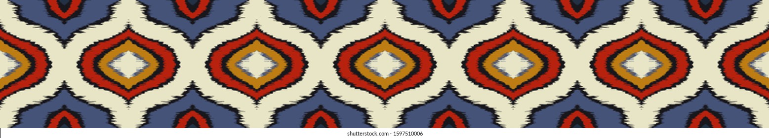 Ikat geometric folklore ornament with diamonds. Tribal ethnic vector texture. Seamless striped pattern in Aztec style. Folk embroidery. Indian, Scandinavian, Gypsy, Mexican, African rug. 