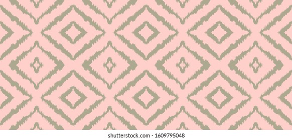 Ikat geometric folklore ornament with diamonds. Tribal ethnic vector texture. Seamless striped pattern in Aztec style. Folk embroidery. Indian, Scandinavian, Gypsy, Mexican, African rug.