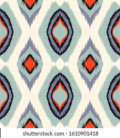 Ikat geometric folklore ornament with diamonds. Tribal ethnic vector texture.