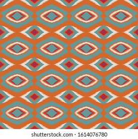Ikat geometric folklore ornament with diamonds. Tribal ethnic vector texture.