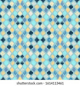 Ikat geometric folklore ornament with diamonds. Tribal ethnic vector texture. Seamless striped pattern in Aztec style. Folk embroidery. Indian, Scandinavian, Gypsy, Mexican, African rug.