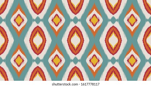 Ikat geometric folklore ornament with diamonds. Tribal ethnic vector texture.