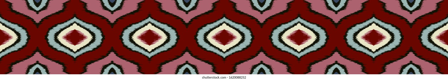 Ikat geometric folklore ornament with diamonds. Tribal ethnic vector texture. Seamless striped pattern in Aztec style. Folk embroidery. Indian, Scandinavian, Gypsy, Mexican, African rug. 