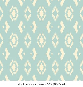 Ikat geometric folklore ornament with diamonds. Tribal ethnic vector texture. Seamless striped pattern in Aztec style. Folk embroidery. Indian, Scandinavian, Gypsy, Mexican, African rug.