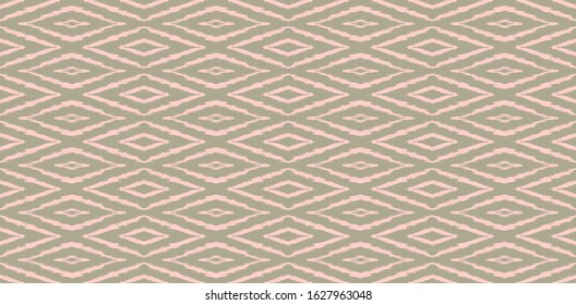 Ikat geometric folklore ornament with diamonds. Tribal ethnic vector texture. Seamless striped pattern in Aztec style. Folk embroidery. Indian, Scandinavian, Gypsy, Mexican, African rug.