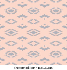 Ikat geometric folklore ornament with diamonds. Tribal ethnic vector texture. Seamless striped pattern in Aztec style. Folk embroidery. Indian, Scandinavian, Gypsy, Mexican, African rug.