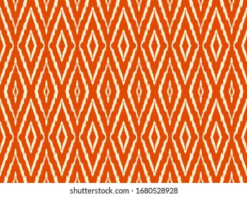 Ikat geometric folklore ornament with diamonds. Tribal ethnic vector texture. Seamless striped pattern in Aztec style. Folk embroidery. Indian, Scandinavian, Gypsy, Mexican, African rug.