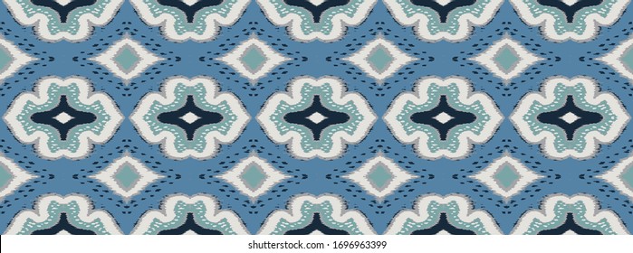 Ikat geometric folklore ornament with diamonds. Damask rug. Tribal ethnic vector texture. Persian geo print. Seamless pattern in Aztec style. Folk embroidery. Gypsy, Mexican, African print. 