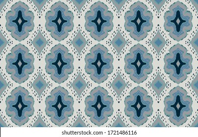 Ikat geometric folklore ornament with diamonds. Damask rug. Tribal ethnic vector texture. Persian geo print. Seamless pattern in Aztec style. Folk embroidery. Gypsy, Mexican, African print. 