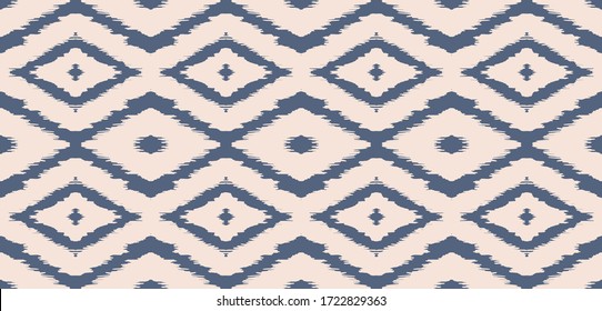 Ikat geometric folklore ornament with diamonds. Tribal ethnic vector texture. Seamless striped pattern in Aztec style. Folk embroidery. Indian, Scandinavian, Gypsy, Mexican, African rug.