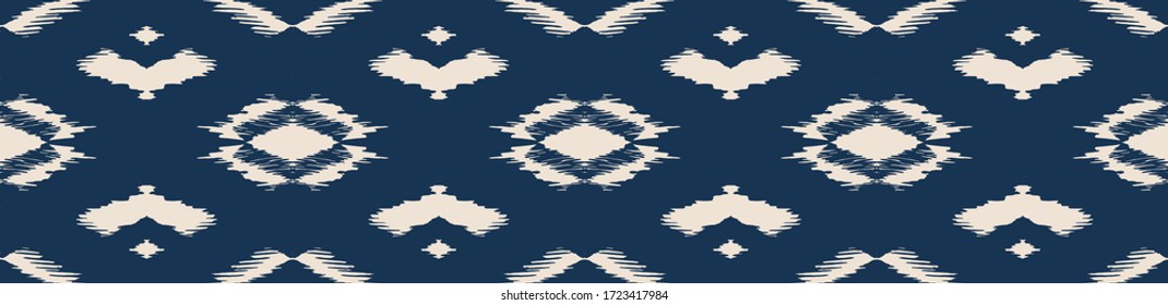 Ikat geometric folklore ornament with diamonds. Tribal ethnic vector texture. Seamless striped pattern in Aztec style. Folk embroidery. Indian, Scandinavian, Gypsy, Mexican, African rug.