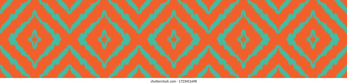 Ikat geometric folklore ornament with diamonds. Tribal ethnic vector texture. Seamless striped pattern in Aztec style. Folk embroidery. Indian, Scandinavian, Gypsy, Mexican, African rug.
