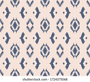 Ikat geometric folklore ornament with diamonds. Tribal ethnic vector texture. Seamless striped pattern in Aztec style. Folk embroidery. Indian, Scandinavian, Gypsy, Mexican, African rug.