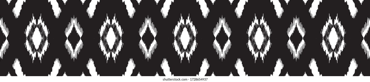Ikat geometric folklore ornament with diamonds. Tribal ethnic vector texture. Seamless striped pattern in Aztec style. Folk embroidery. Indian, Scandinavian, Gypsy, Mexican, African rug.