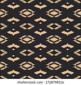 Ikat geometric folklore ornament with diamonds. Tribal ethnic vector texture. Seamless striped pattern in Aztec style. Folk embroidery. Indian, Scandinavian, Gypsy, Mexican, African rug.
