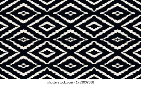 Ikat geometric folklore ornament with diamonds. Tribal ethnic vector texture. Seamless striped pattern in Aztec style. Folk embroidery. Indian, Scandinavian, Gypsy, Mexican, African rug.