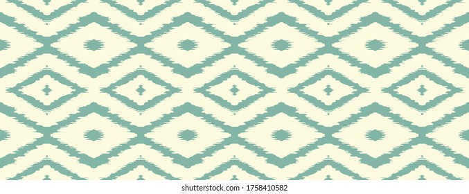 Ikat geometric folklore ornament with diamonds. Tribal ethnic vector texture. Seamless striped pattern in Aztec style. Folk embroidery. Indian, Scandinavian, Gypsy, Mexican, African rug.